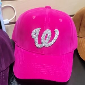 Pink Baseball Cap with Rhinestone Logo